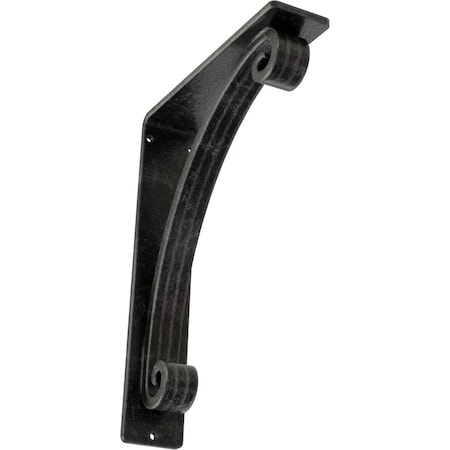 Ekena Millwork Legacy Wrought Iron Bracket, (Triple center brace), Antiqued Silver 2"W x 7 1/2"D x 10"H BKTM02X07X10TLEASV